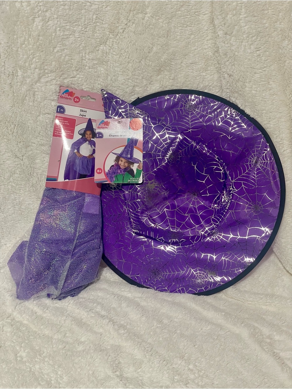 Purple Witch Hat and Skirt Halloween Set - Silver Web Detail